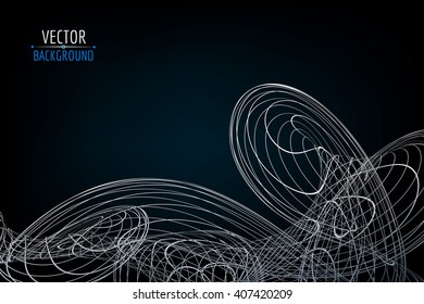 Vector abstract baackground. Abstract lines illustration on dark background.