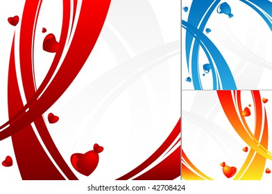 vector abstract backdrop for Valentine day in three colors