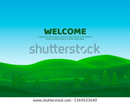 Vector abstract background. 3d concept. Trees in the field. Minimalistic banner