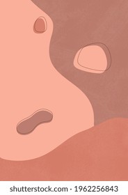 Arte de fondo abstracto vectorial en tonos tierra. Estilo de boho y de línea para imprimir, afiche, cartel. Concepto moderno y de moda.