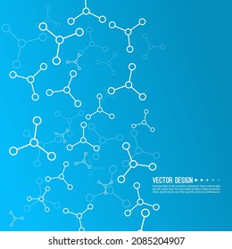 Vector abstract background with atoms, molecular structures. The concept of technical and medical innovation. 