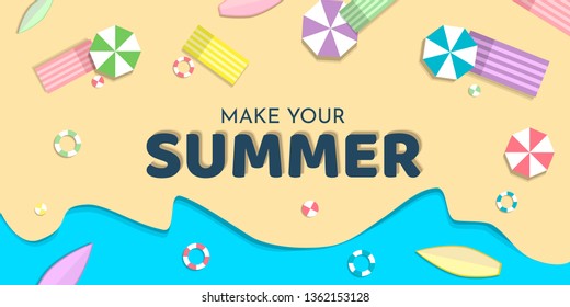 Vector abstract background. Beach and water. Top view.