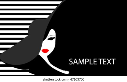 Vector abstract background with beautiful girl