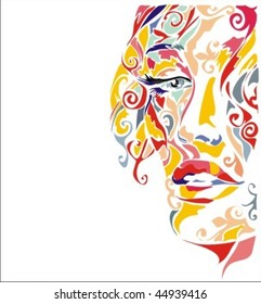 VECTOR Abstract background with a beautiful woman's face