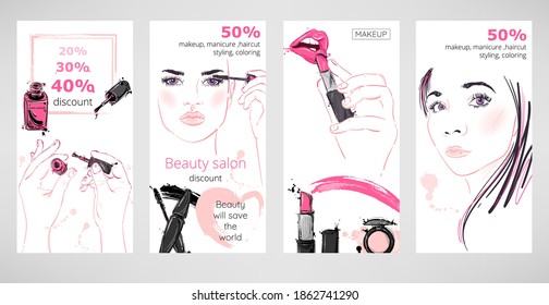 Vector abstract background. Beauty salon. Discount. Fashion banners .