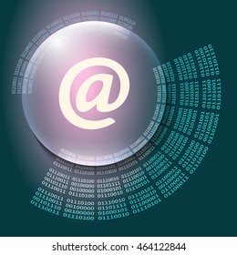 Vector abstract background and binary code and email symbol