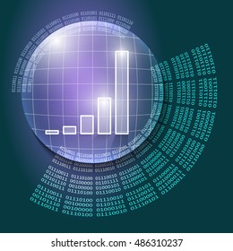 Vector abstract background and binary code and diagram