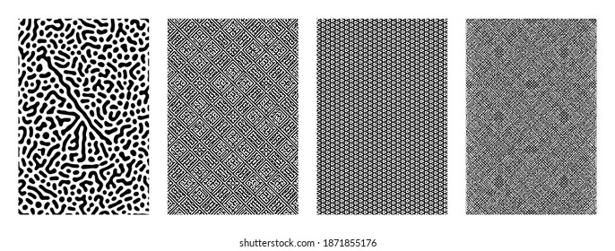 Vector abstract background bio diffusion turing pattern. black and white organic pattern