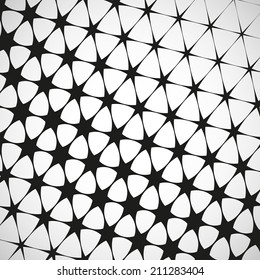 Vector abstract background of black halftone stars on white background