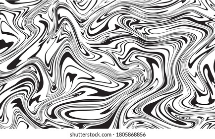 Vector abstract background black stripes zebra print effect on white backgrround. Fluid art design 