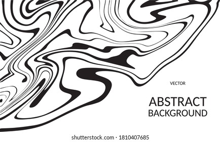 Vector abstract background black stripes zebra print effect on white background. Fluid art design 