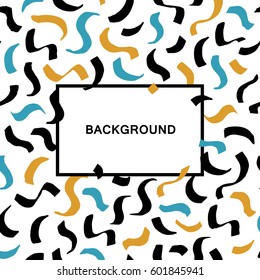 Vector abstract background with black, yellow and blue brush strokes and copy space for text. Textile, blog decoration, banner, poster, wrapping paper.