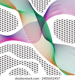 Vector abstract background. Blended lines, abstract shapes. A line in a gradient color complemented by bubbles with a pattern fill. Abstract, modern, art, graphics