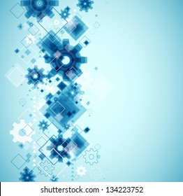 Vector abstract background with blue cogwheels.