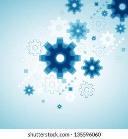 Vector abstract background with blue cogwheels.