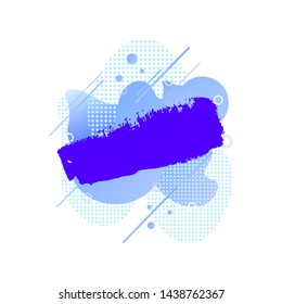 Vector Abstract Background, Blue Colorful Geometric Pattern with Halftone and Brush Stroke, Blank Frame Template Isolated on White Background.