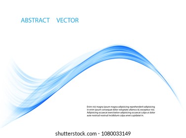 Vector abstract background. Blue dynamic wave over white background.