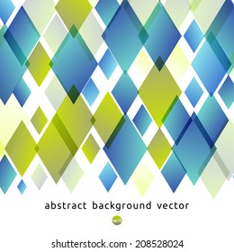 Vector abstract background of blue and green diamonds. Illustration with rhomb.