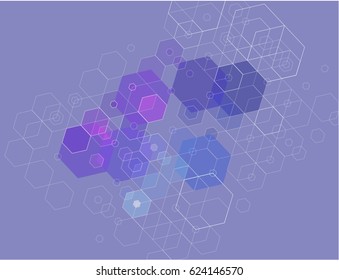 Vector abstract background with blue hexagons