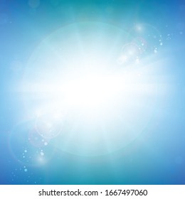 Abstrakte Vektorillustration, blauer Hintergrund, magische Lichter