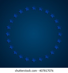 Vector abstract background. Blue stars in a circle with shadow. Eps 10.