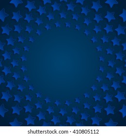 Vector abstract background. Blue stars in a circle with shadow. Eps 10.