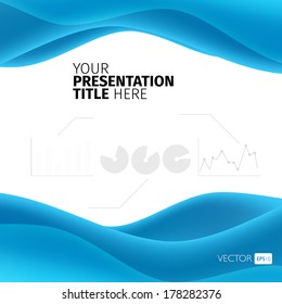 Vector abstract background with blue waves. Presentation template. 