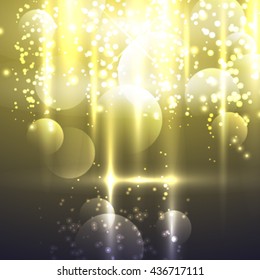 Vector abstract background bokeh gold light.