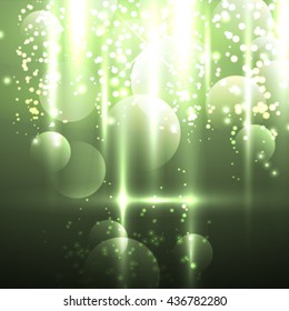 Vector abstract background bokeh green light.