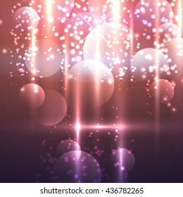 Vector abstract background bokeh pink light.