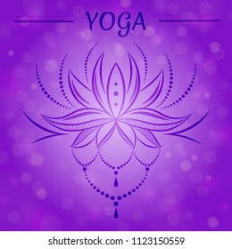 Vector abstract background with bokeh.Outline pattern. Mandalas. Ethnic style. Decorative lotus flower.