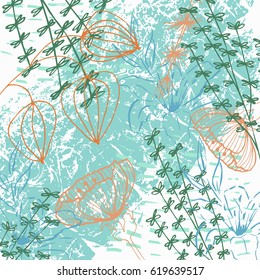 Vector abstract background with botanical elements 