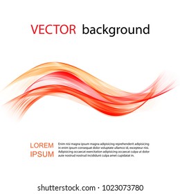Vector abstract background. Bright red orange wave on white background, place for text.