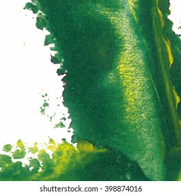 Vector abstract background brush stroke hand painted with acrylic paint, yellow and green
