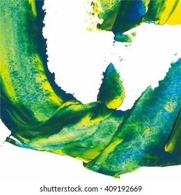 Vector abstract background brush stroke hand painted with paint sea green blue yellow
