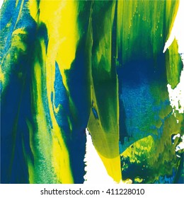 Vector abstract background brush stroke hand painted with paint sea green, blue, yellow, turquoise
