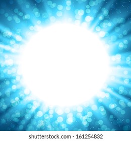 Vector abstract background with burst and bokeh lights