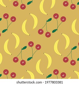 Vector abstract background with cherry and banana