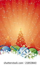 Vector Abstract Background with Christmas balls trees and decoration