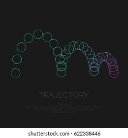 Vector abstract background with circles, and the particle trajectory. Illustration suitable for motion design