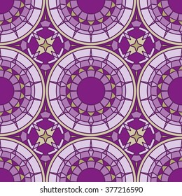 Vector abstract background with circles and stars. Seamless pattern for textile, wallpaper, wrapping paper.