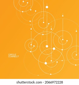 Vector abstract background. Circles technology pattern Rounded lines with connect dots. Dynamic illustration