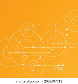 Vector abstract background. Circles technology pattern Rounded lines with connect dots. Dynamic illustration