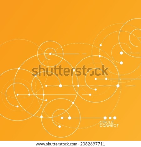 Vector abstract background. Circles technology pattern Rounded lines with connect dots. Dynamic illustration