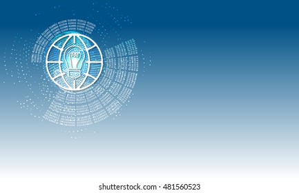 Vector abstract background with circular binary code and globe