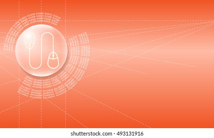 Vector abstract background with a circular binary code and mouse