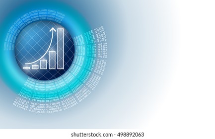 Vector abstract background with circular binary code and diagram