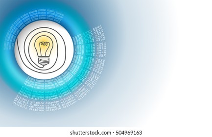 Vector abstract background with circular binary code and idea icon