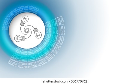 Vector abstract background with circular binary code and idea icon