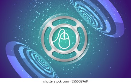 Vector abstract background with circular objects and mouse icon